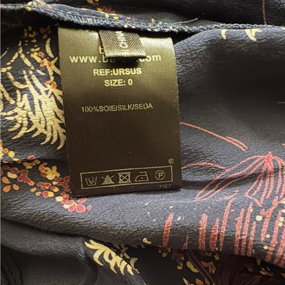 ba&sh 100% Silk Blouse Navy Abstract Print Long Sleeve FR 0 - Picture 4 of 7